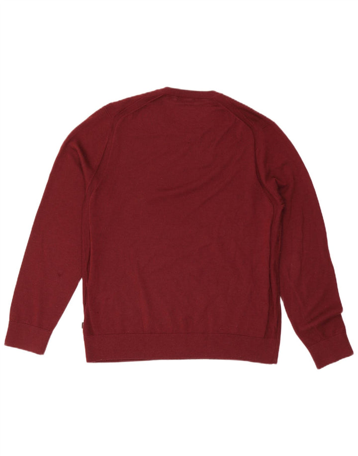 MICHAEL KORS Jersey de cuello redondo para hombre, suéter grande de lana burdeos