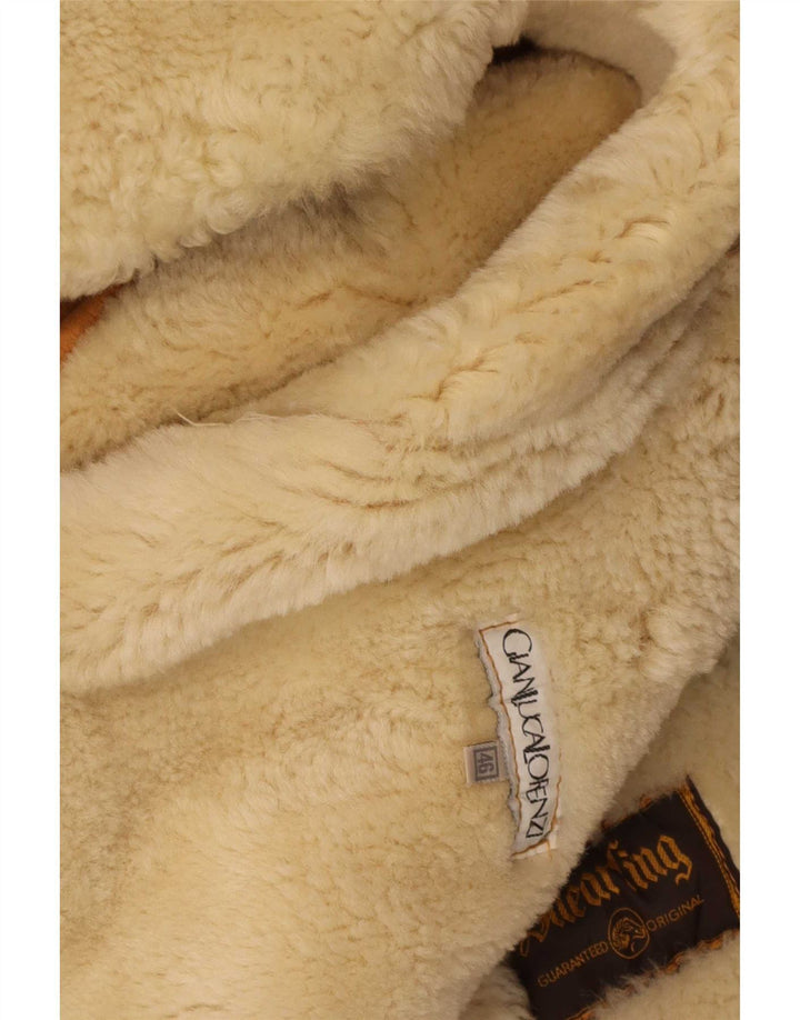 Gianluca Lorenzi Chaqueta de piel de oveja extragrande para mujer IT 46 Large Beige