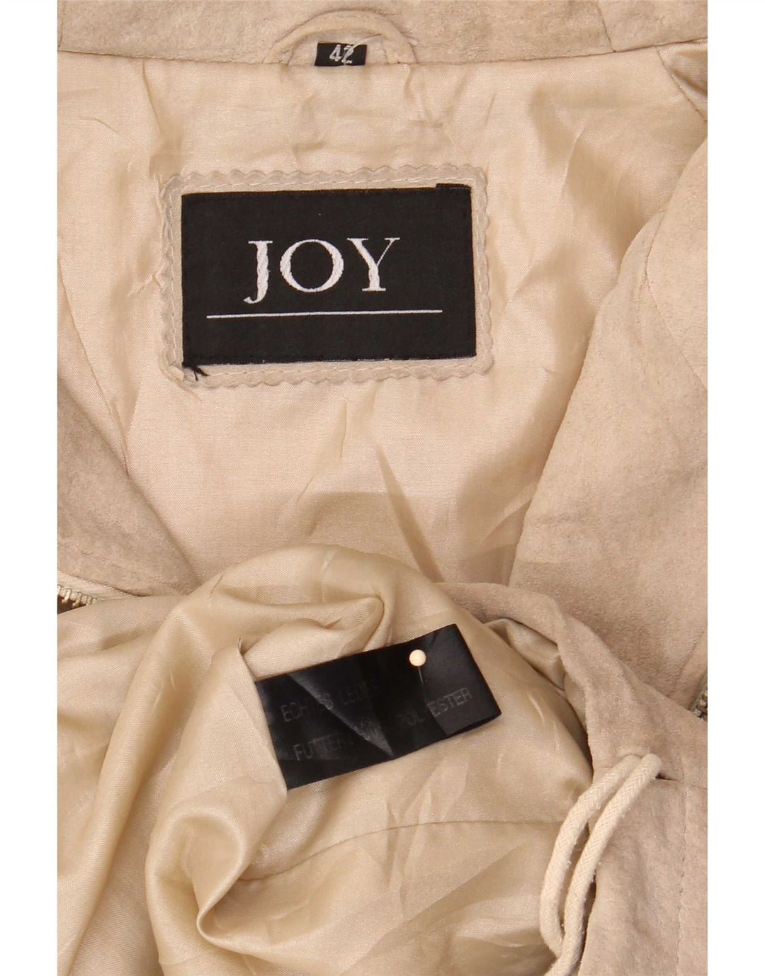 Joy Abrigo de gamuza con capucha para mujer EU 42 Cuero beige grande