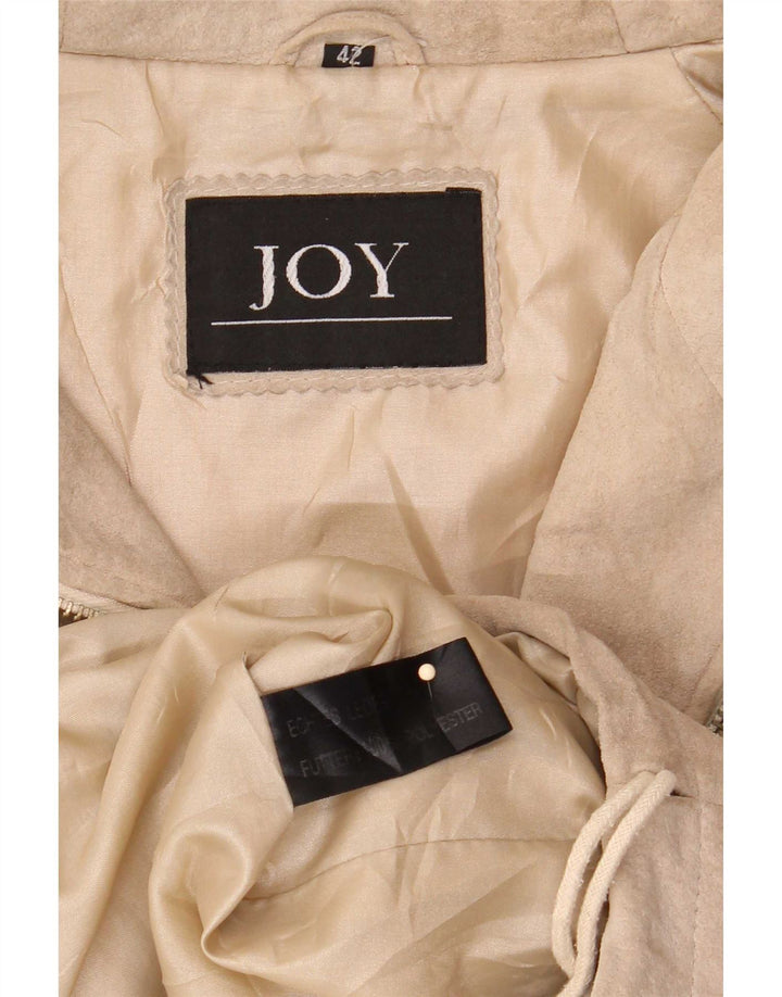 Joy Abrigo de gamuza con capucha para mujer EU 42 Cuero beige grande