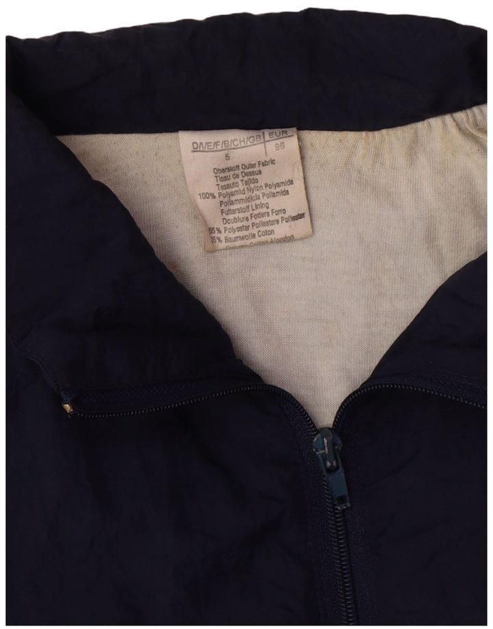 Vintage Hombre Chándal Top Chaqueta XL Azul Marino Colorblock Poliamida