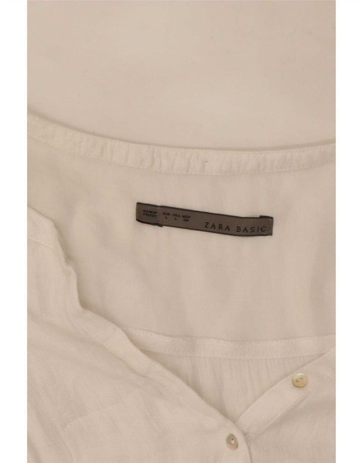 Zara Mujer Blusa Top UK 46 Grande Blanco