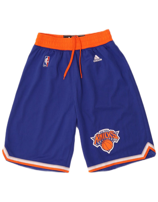 Adidas Mens New York Knicks Sport Shorts Small Blue Colourblock Polyester
