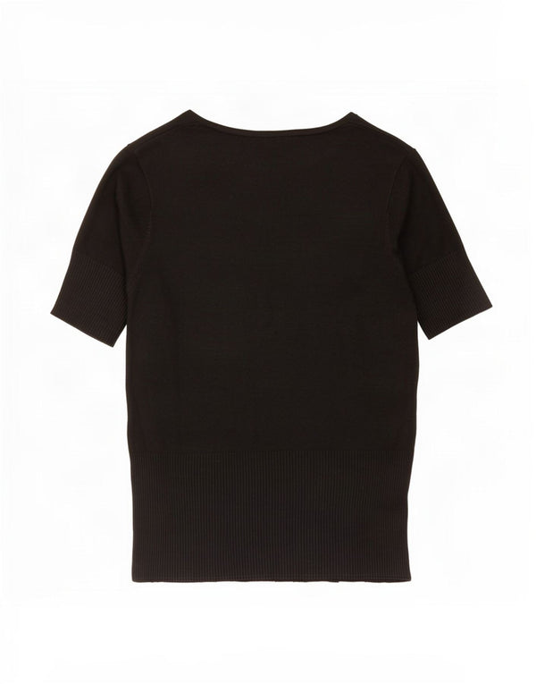Zara Camiseta Mujer Top UK 44 Large Viscosa Negra