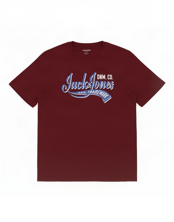 Jack & Jones Hombre Camiseta Gráfica Top Medium Borgoña Algodón