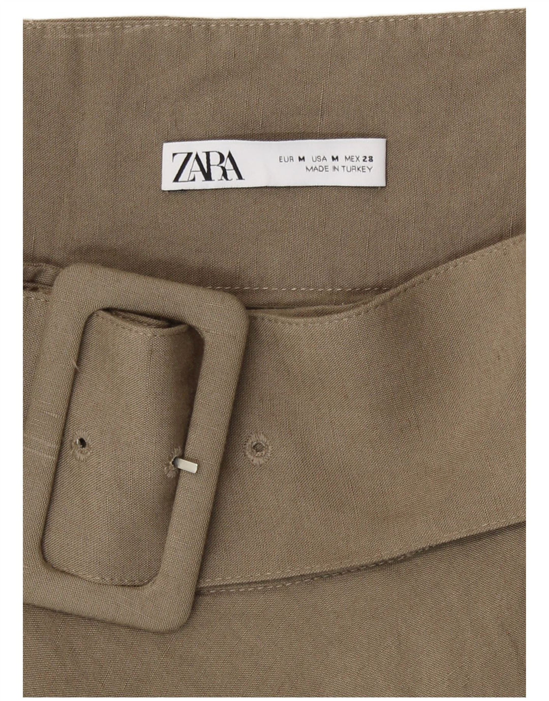 Zara Mujer Falda Acampanada Mediana W28 Caqui