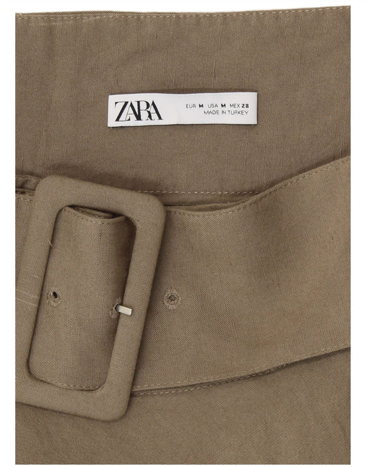 Zara Mujer Falda Acampanada Mediana W28 Caqui