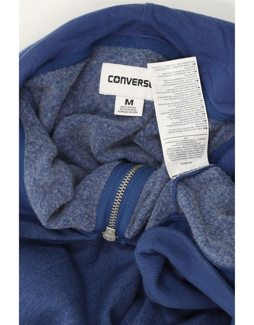 Converse Hombre Graphic Zip Sudadera con capucha Suéter Medio Azul Marino Algodón