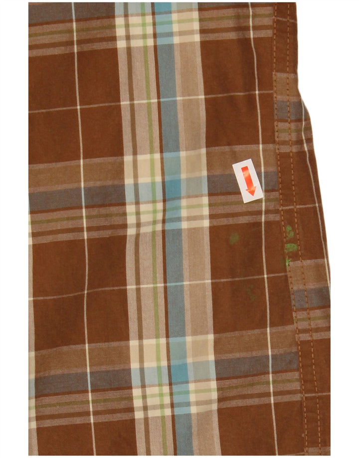 Camisa Hollister Hombre Algodón A Cuadros Marrón Medio