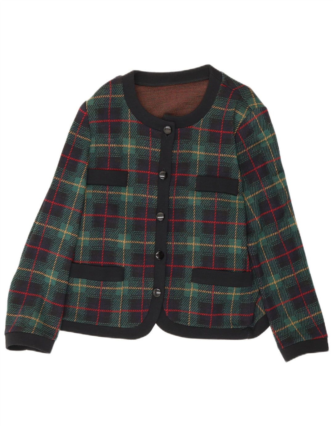 Chaqueta tipo blazer de 5 botones para mujer Les Lunis UK 44 Lana a cuadros verde medio
