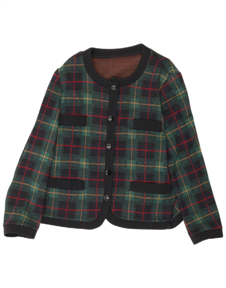 Chaqueta tipo blazer de 5 botones para mujer Les Lunis UK 44 Lana a cuadros verde medio