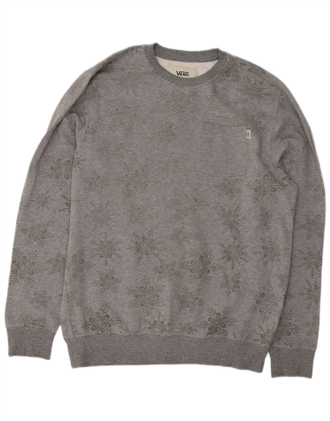Vans Hombre Sudadera Jumper Gris Medio Algodón Floral