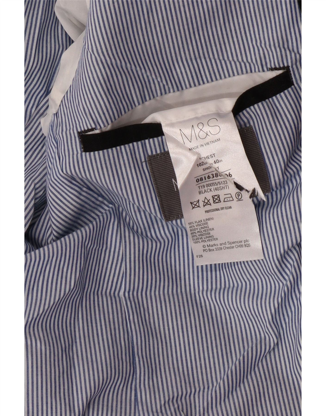 MARKS & SPENCER Chaqueta tipo blazer de 2 botones para hombre UK 40 Grande Lino negro