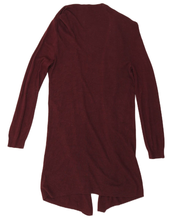 Marks & Spencer Suéter Cárdigan Abierto Largo para Mujer UK 10 Small Borgoña