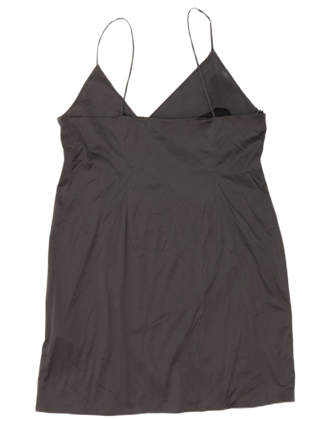 ZARA Vestido lencero corto cruzado para mujer UK 40 Mediano Negro Poliéster