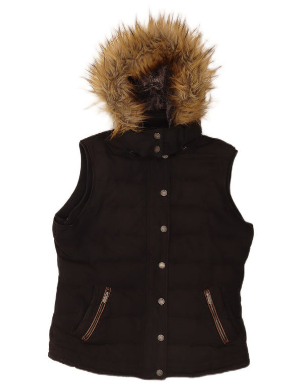 Chaleco acolchado con capucha para mujer Fat Face UK 40 Mediano Negro Poliéster