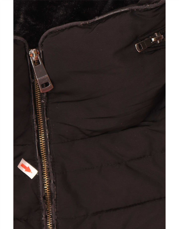 Zara Mujer Chaqueta Acolchada Con Capucha UK 10 Small Black