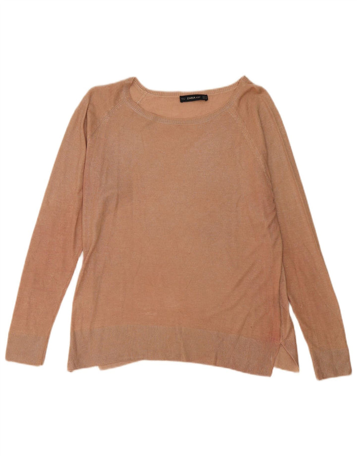 Zara - Jersey con cuello barco para mujer, talla 40, color beige medio