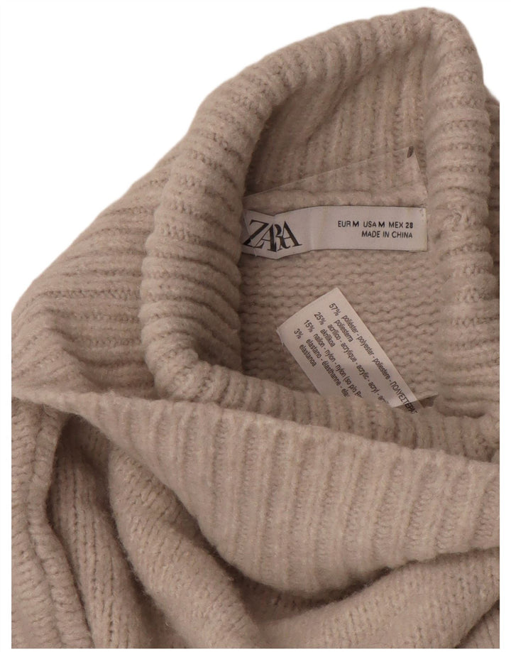 Zara Mujer Oversize Roll Neck Jumper Sweater UK 44 Medio Beige Poliéster