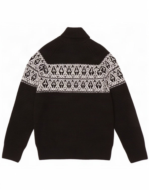 Marks & Spencer Mens Roll Neck Jumper Sweater Large Black Fair Isle Acrylic