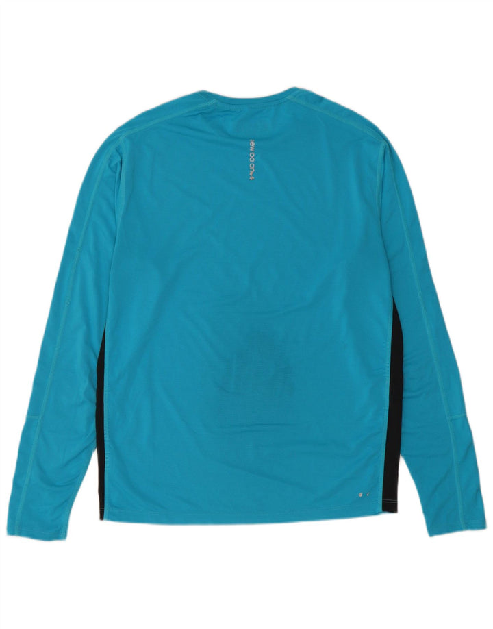 New Balance Hombre Top Manga Larga Poliéster Colorblock Azul Medio