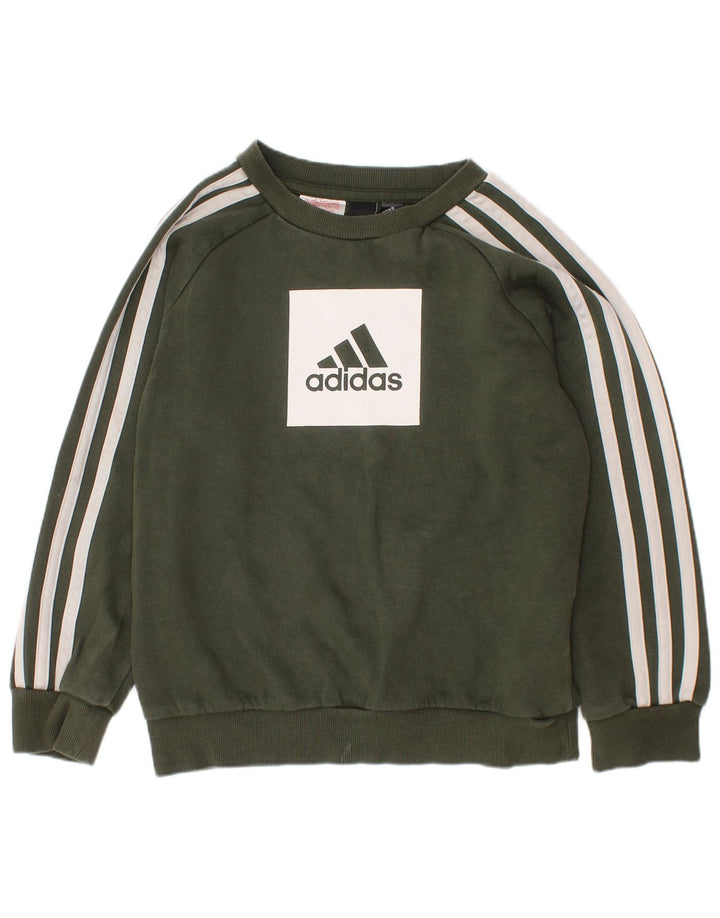 ADIDAS Sudadera con gráfico para niño, jersey, 6-7 años, algodón caqui