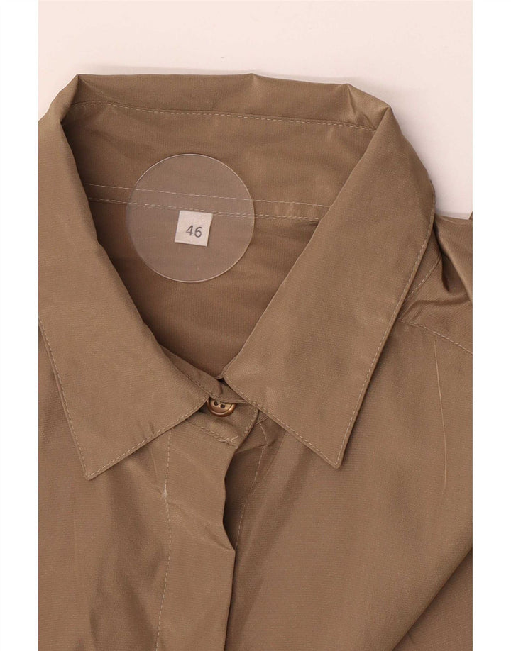 Vintage mujer camisa de gran tamaño blusa EU 46 XL Caqui