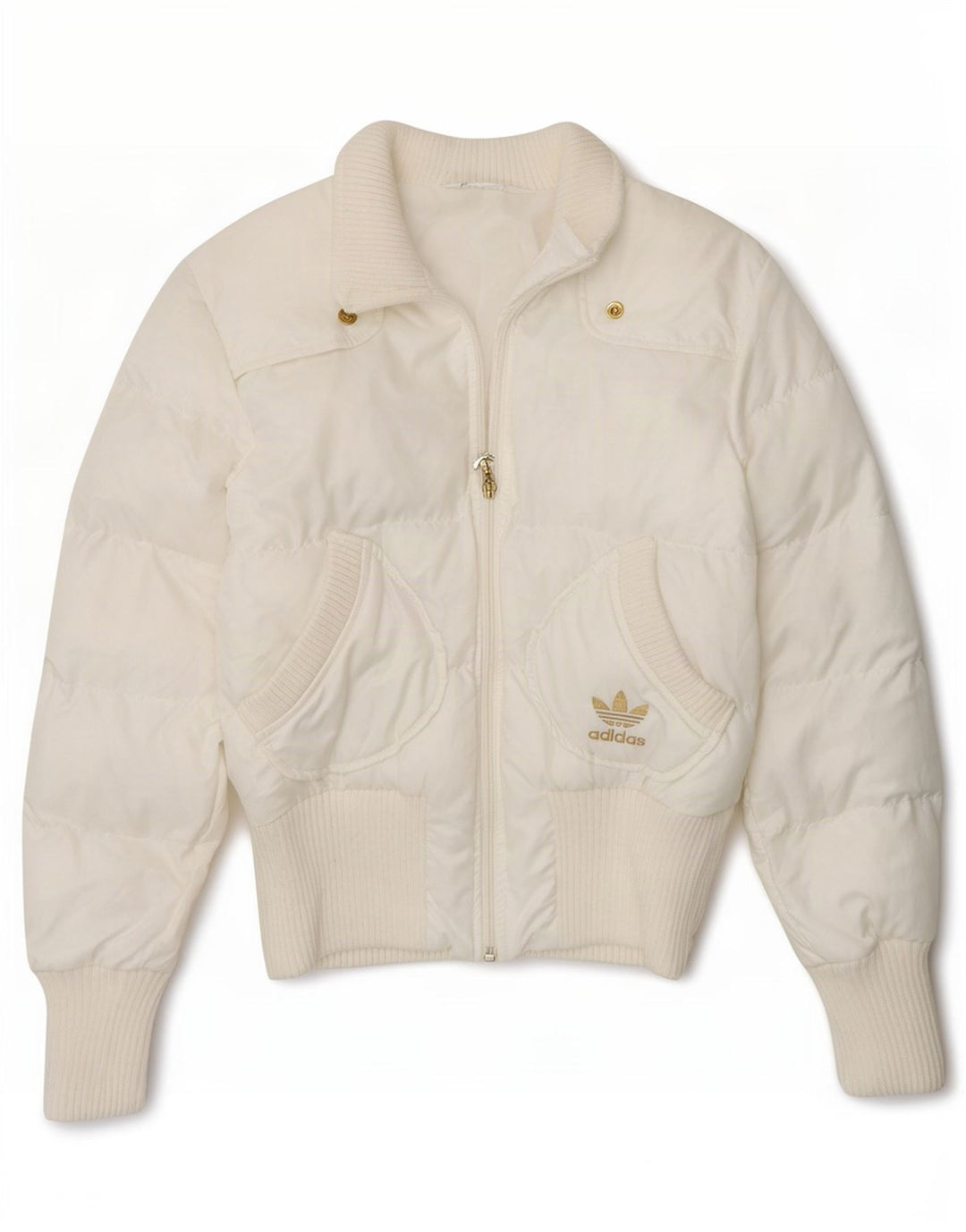 Adidas Chaqueta acolchada gráfica para mujer UK 10 Small White Poliéster