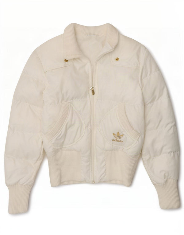 Adidas Chaqueta acolchada gráfica para mujer UK 10 Small White Poliéster