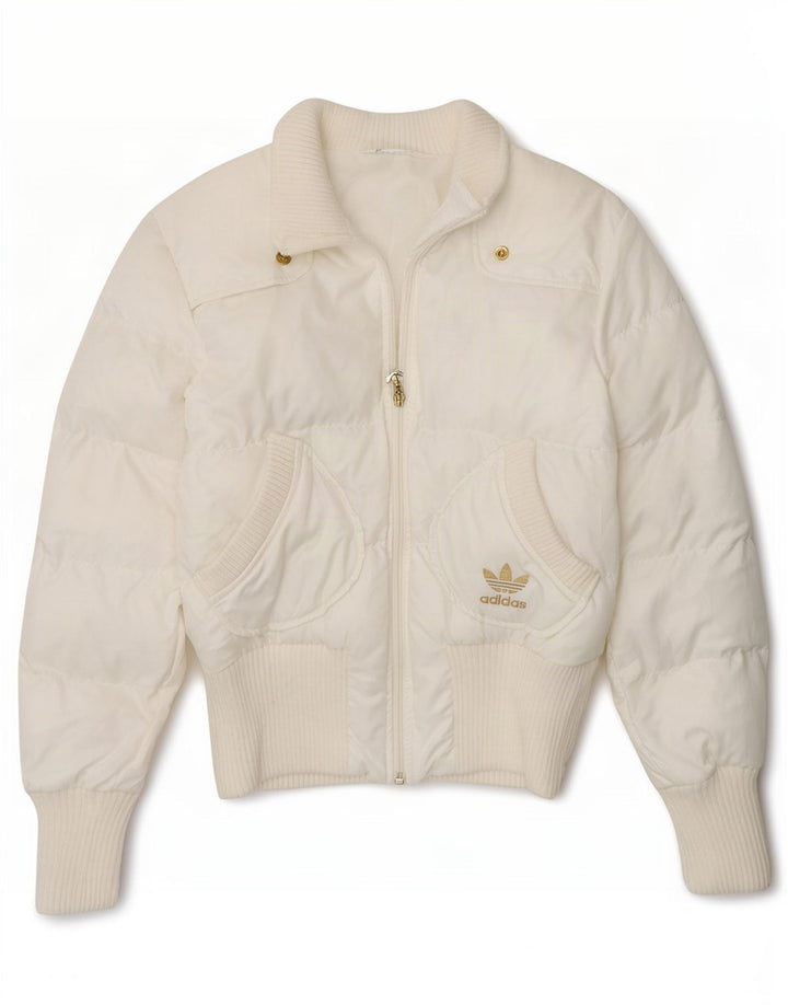 Adidas Chaqueta acolchada gráfica para mujer UK 10 Small White Poliéster