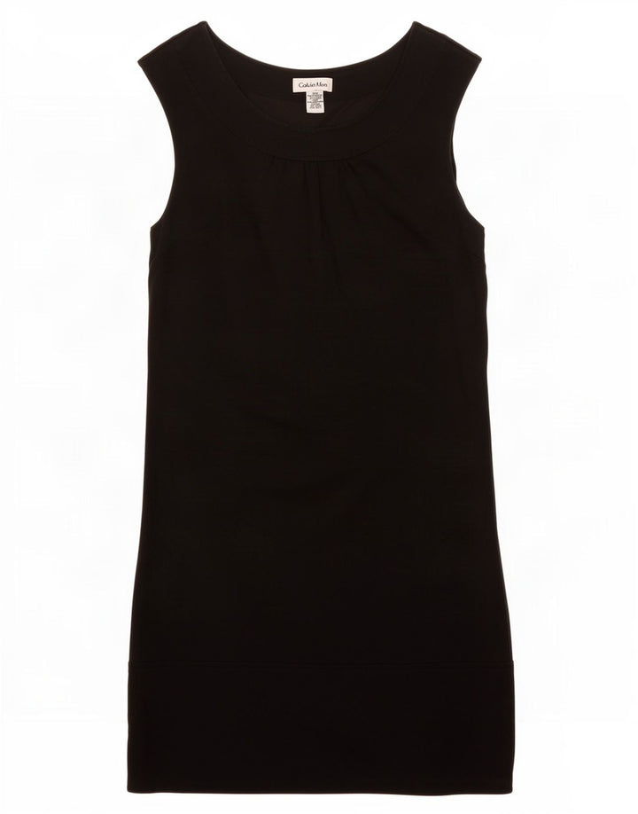 Calvin Klein Vestido sin mangas para mujer US 6 Mediano Negro Poliéster