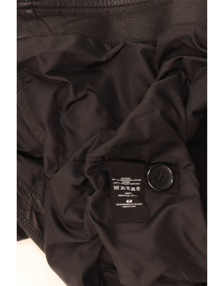 H&M Chaqueta de cuero militar para mujer UK 44 Mediana Negro