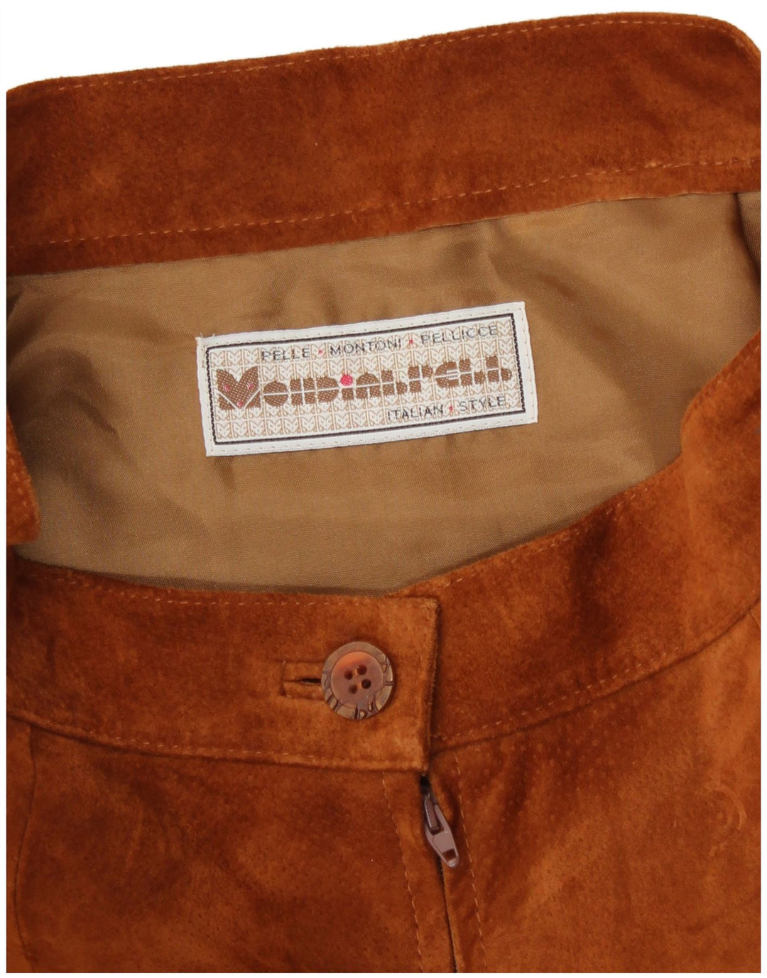 Falda de ante vintage para mujer W28 cuero marrón medio