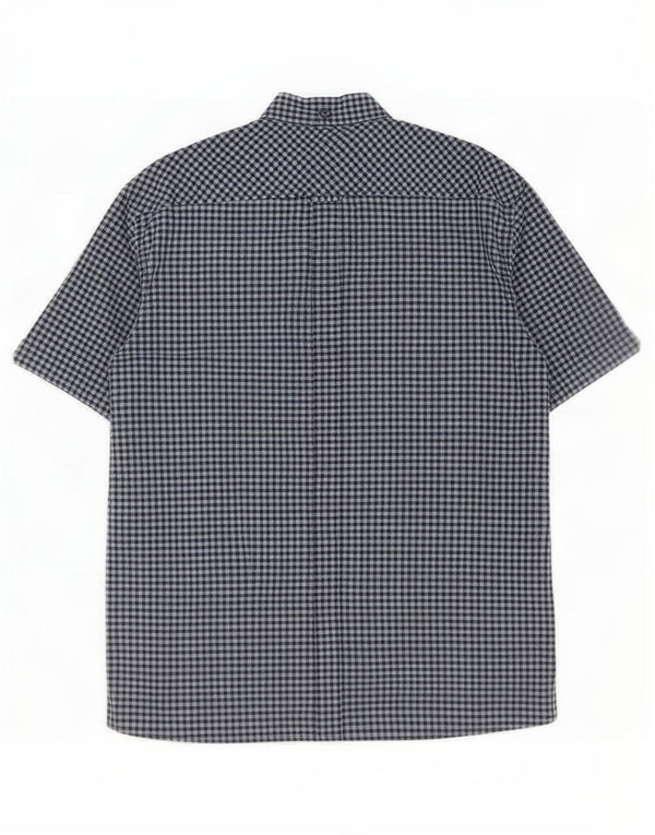 Ben Sherman Camisa de manga corta para hombre grande de algodón a cuadros azul marino