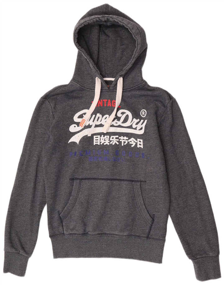 Superdry Jersey con capucha gráfica para hombre, talla pequeña, de algodón gris