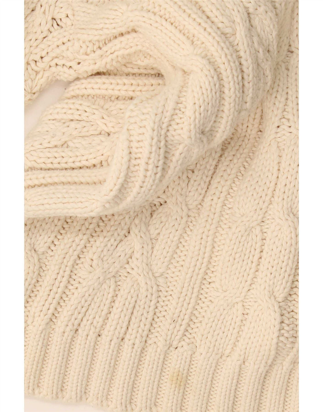Vintage hombres rollo cuello jersey suéter grande algodón beige