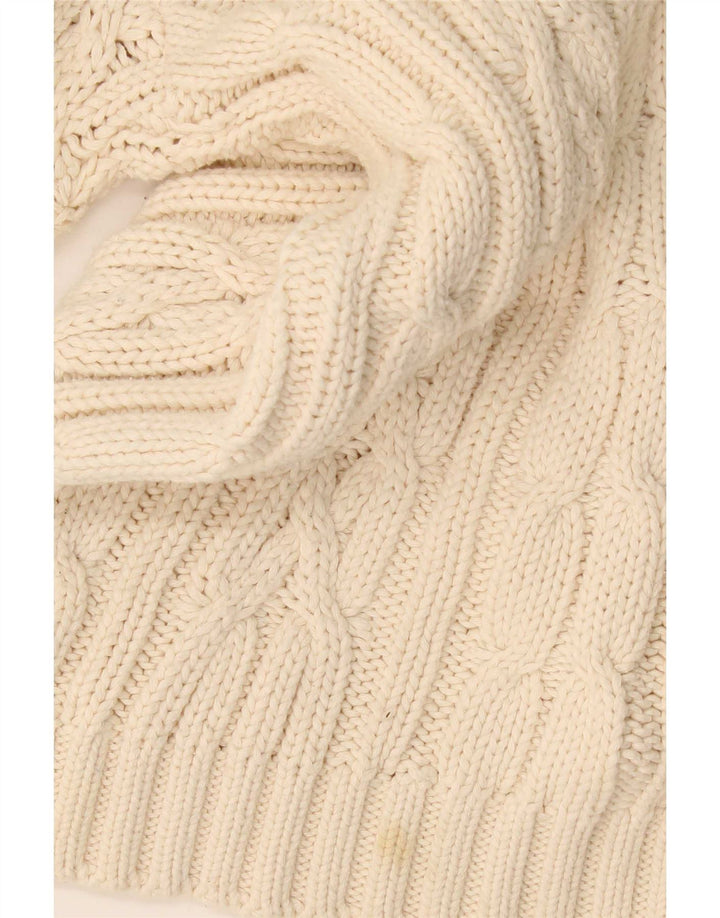 Vintage hombres rollo cuello jersey suéter grande algodón beige