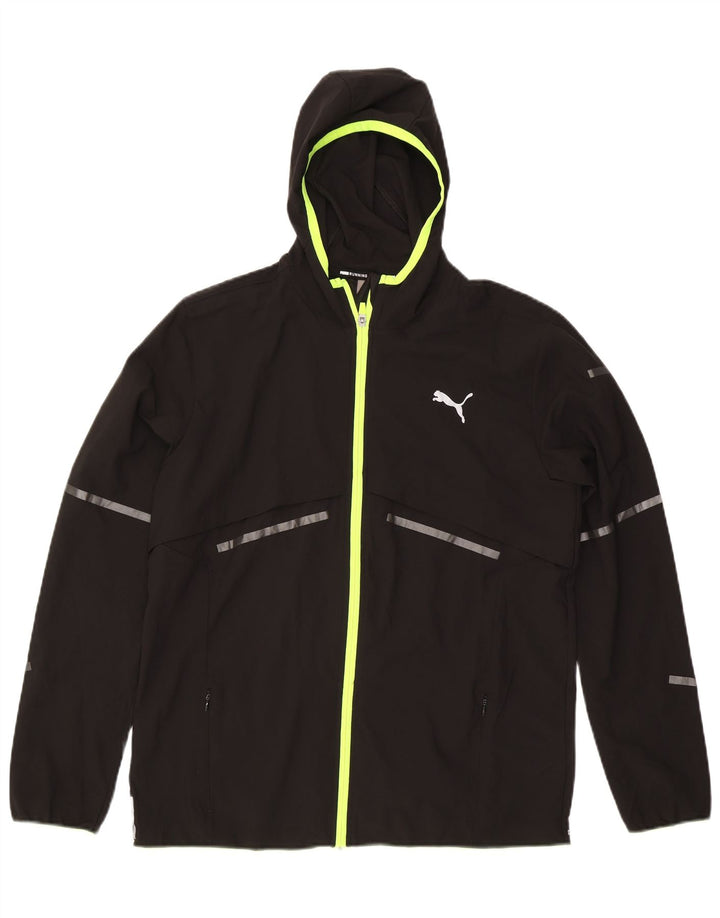 Puma Chaqueta impermeable con capucha para hombre, talla 40, nailon negro grande