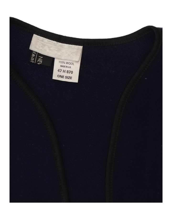 VINTAGE Womens Poncho Coat One Size Navy Blue Wool Vintage Vintage and Second-Hand Vintage from Messina Hembry 