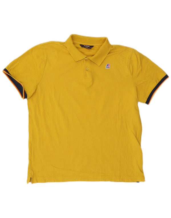 K-Way Polo para hombre de algodón con bloques de color amarillo grande