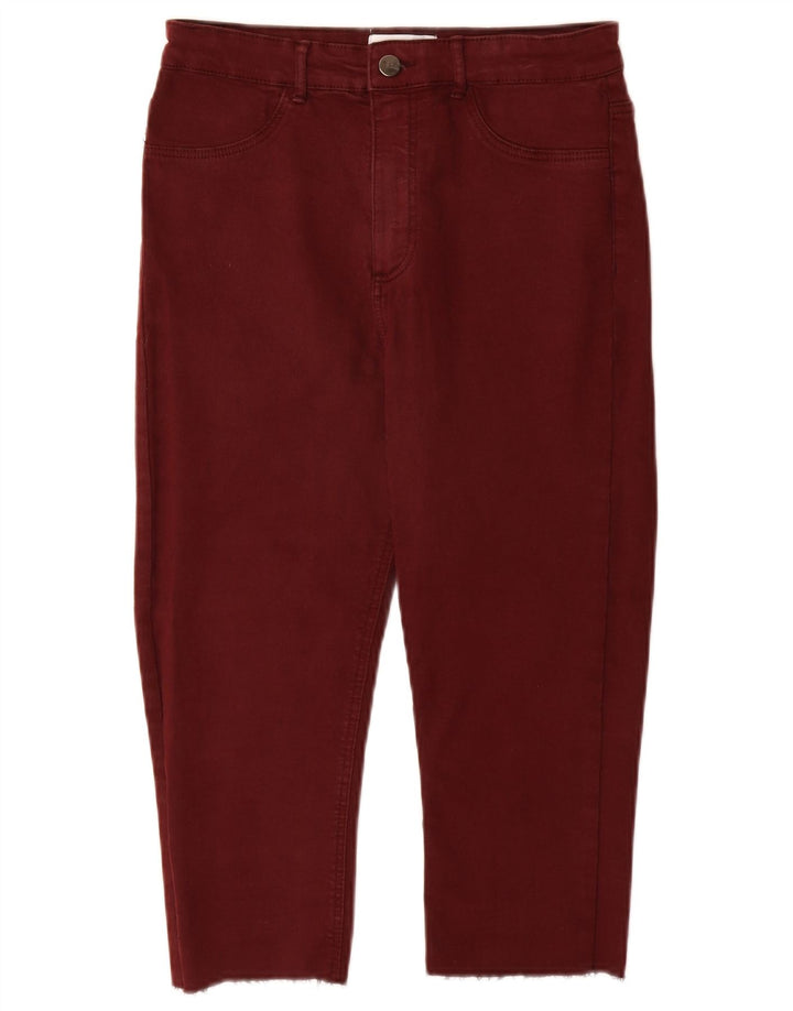 Zara Jeans Capri para Mujer EU 40 Medium W30 L18 Borgoña