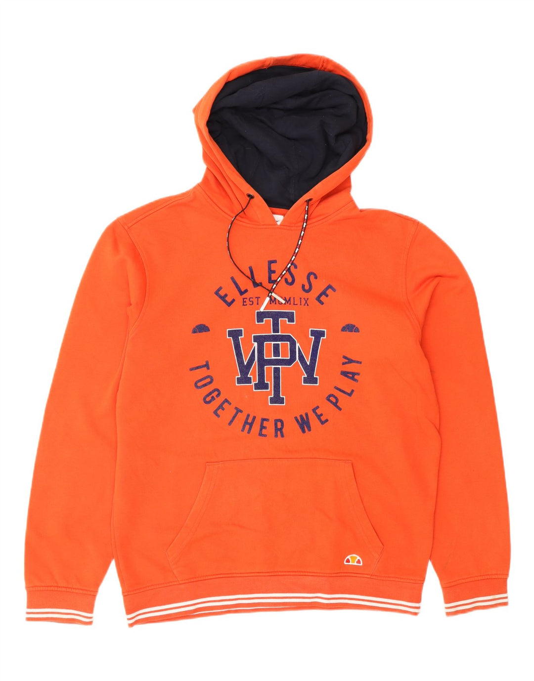 ELLESSE Hombre Sudadera Con Capucha Gráfica Jersey Naranja Mediano