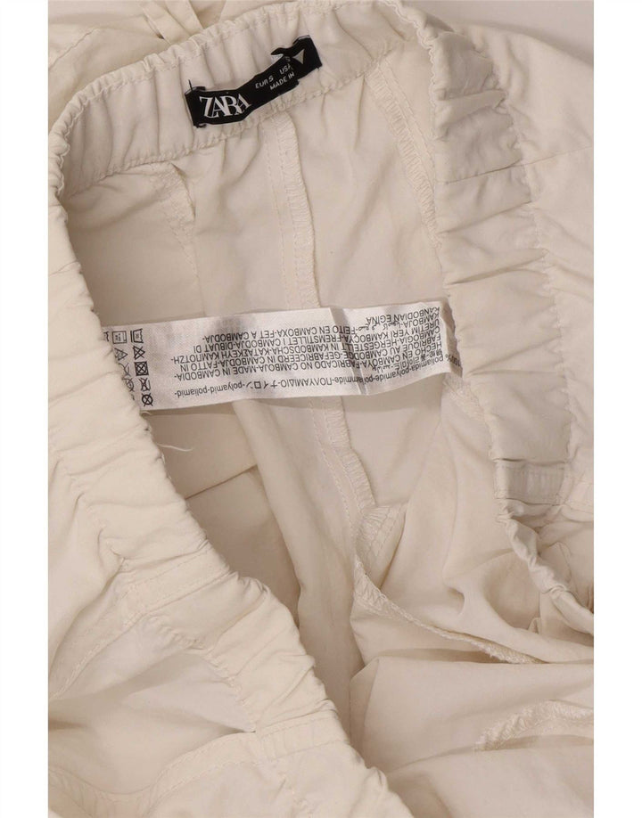 Zara Mujer Joggers Pantalón Cargo Pequeño W28 L30 Poliamida Blanco