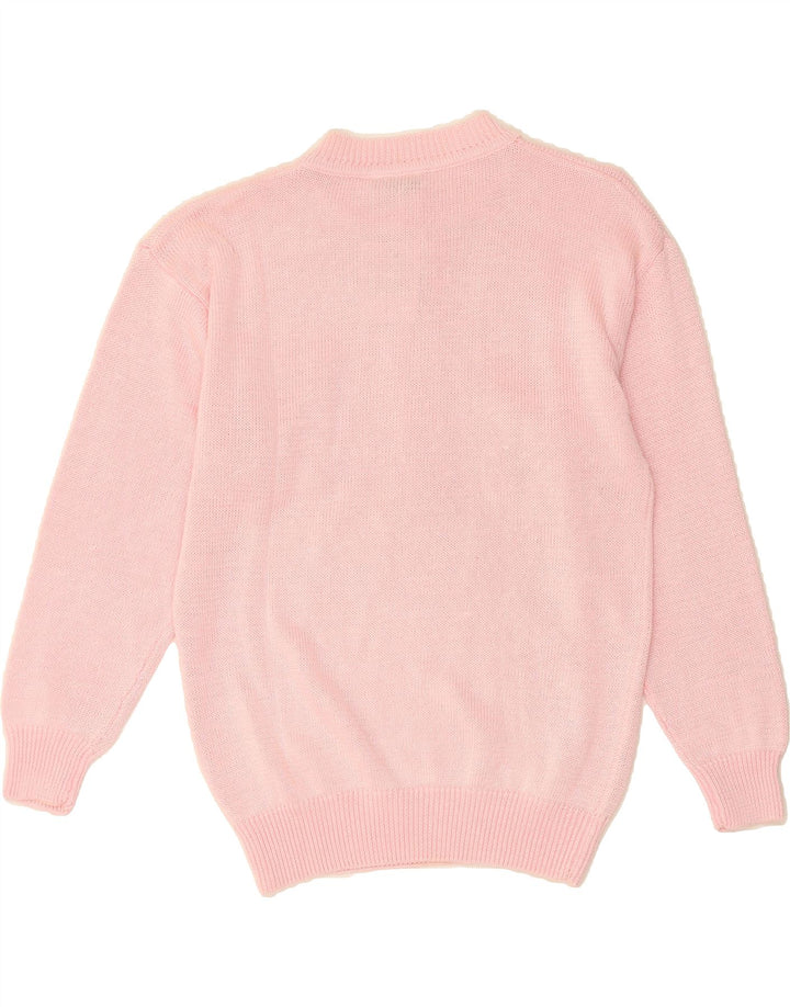 BADER Womens Button Neck Jumper Sweater EU 42 Large Pink Ramie Vintage Bader and Second-Hand Bader from Messina Hembry 