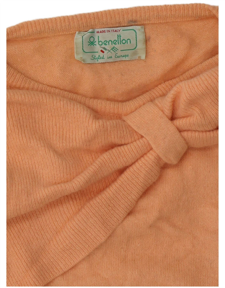 BENETTON Suéter corto con cuello barco para mujer, talla 40, color rosa medio