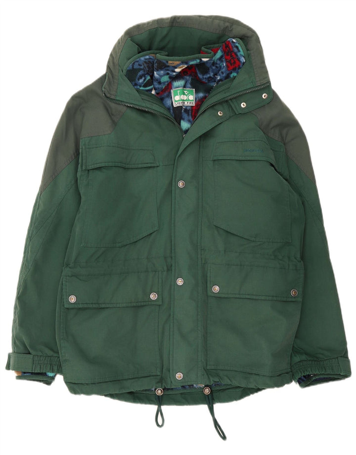 Diadora Chaqueta cortavientos holgada para hombre ES 38 Poliéster verde medio