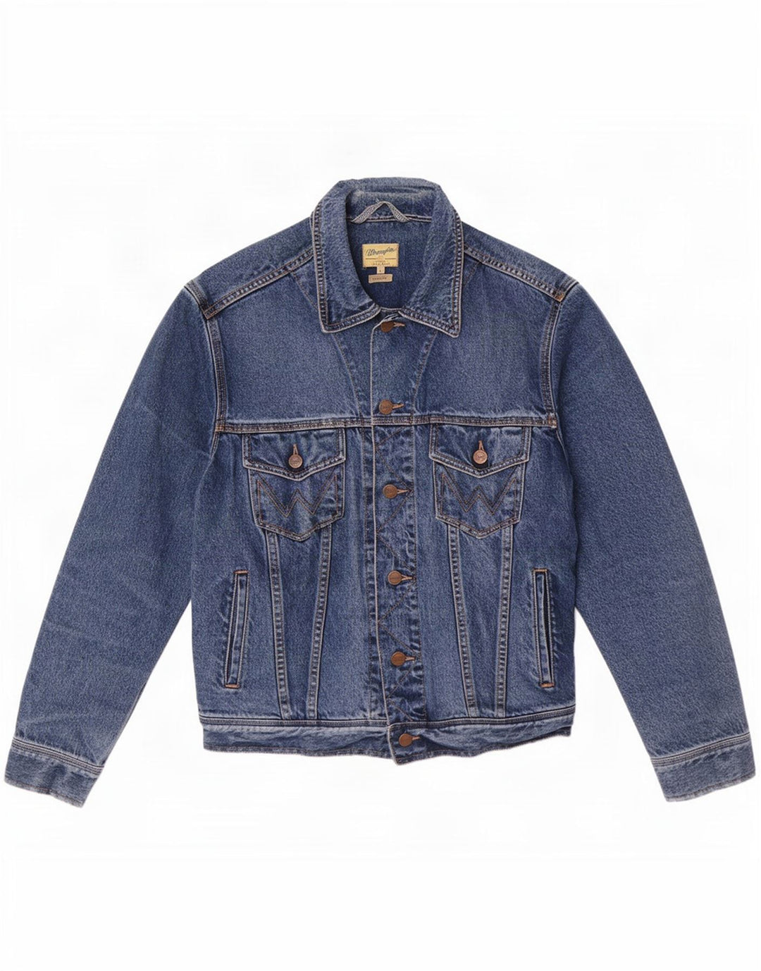 Wrangler Chaqueta vaquera de ajuste casual para hombre, talla 40, color azul