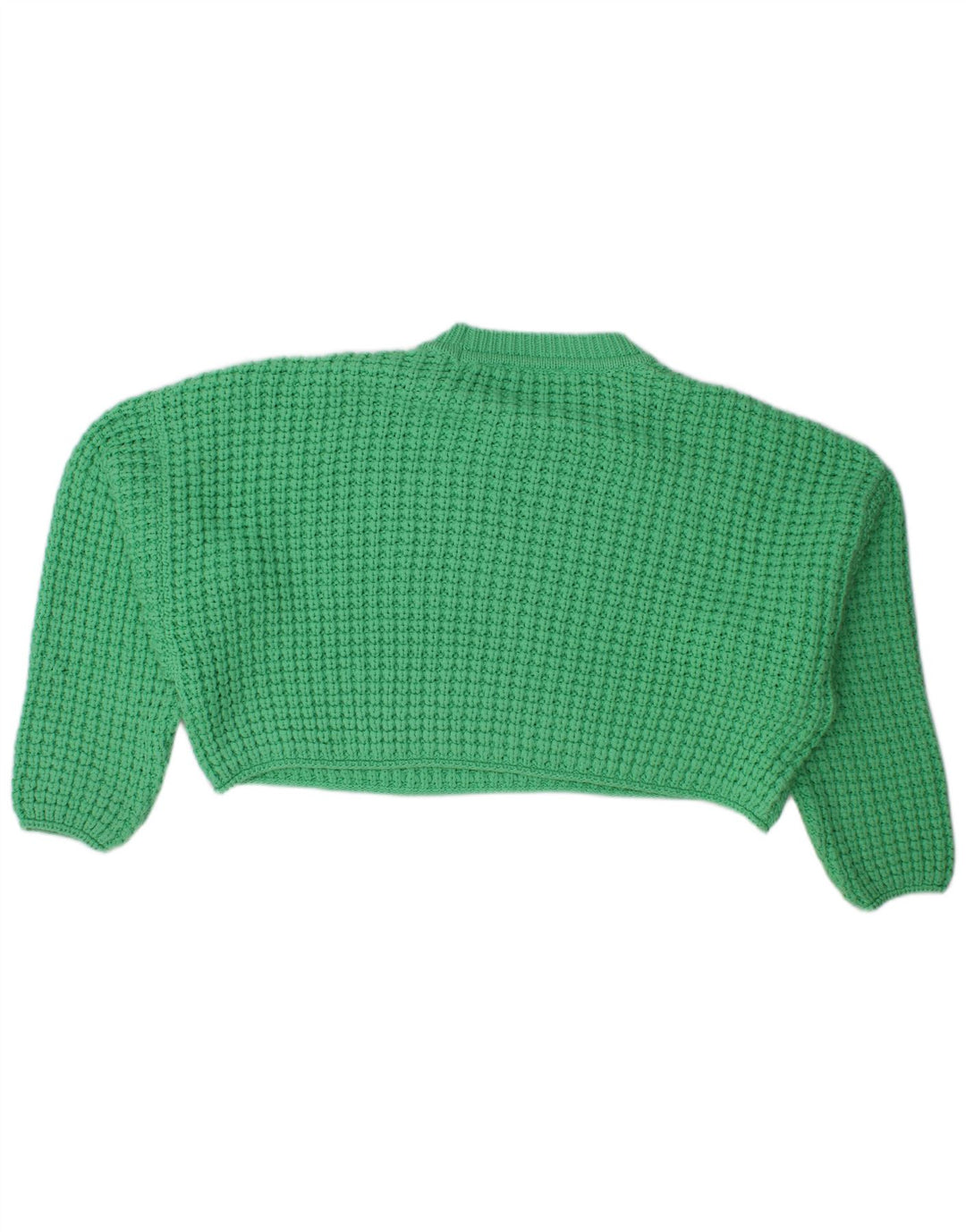 Zara Mujer Crop Jersey De Cuello Redondo De Gran Tamaño UK 40 Verde Medio
