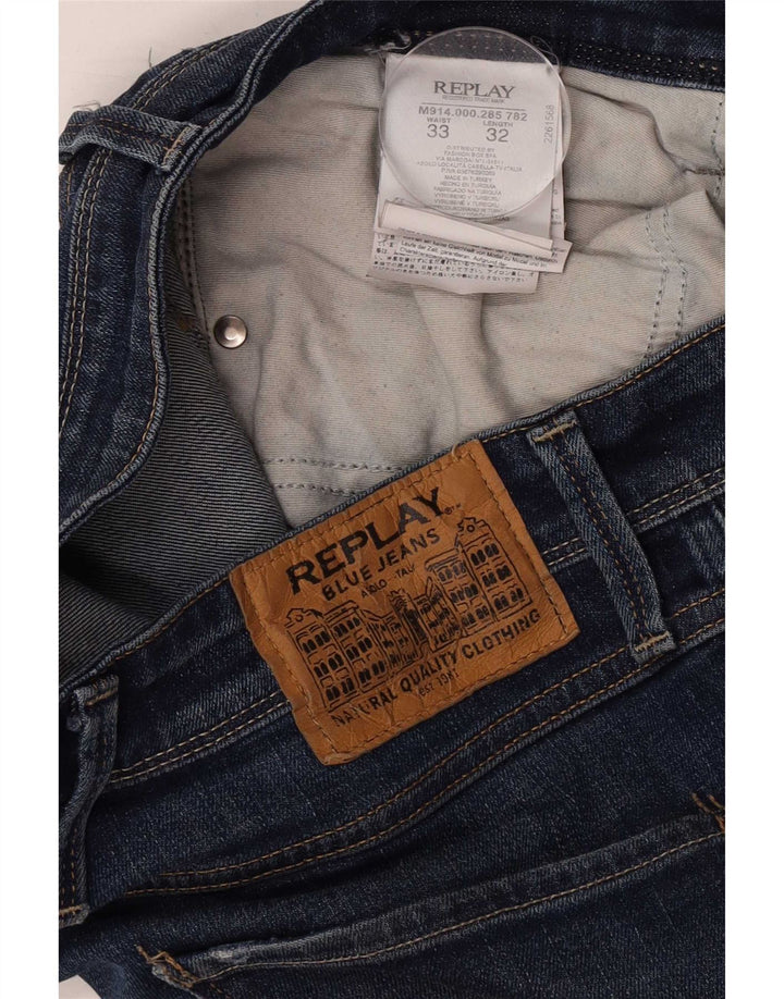 Vaqueros ajustados para hombre Replay W33 L32 Algodón azul