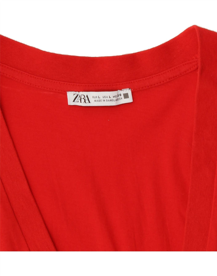 ZARA Womens Crop T-Shirt Top UK 14 Large Red Vintage Zara and Second-Hand Zara from Messina Hembry 